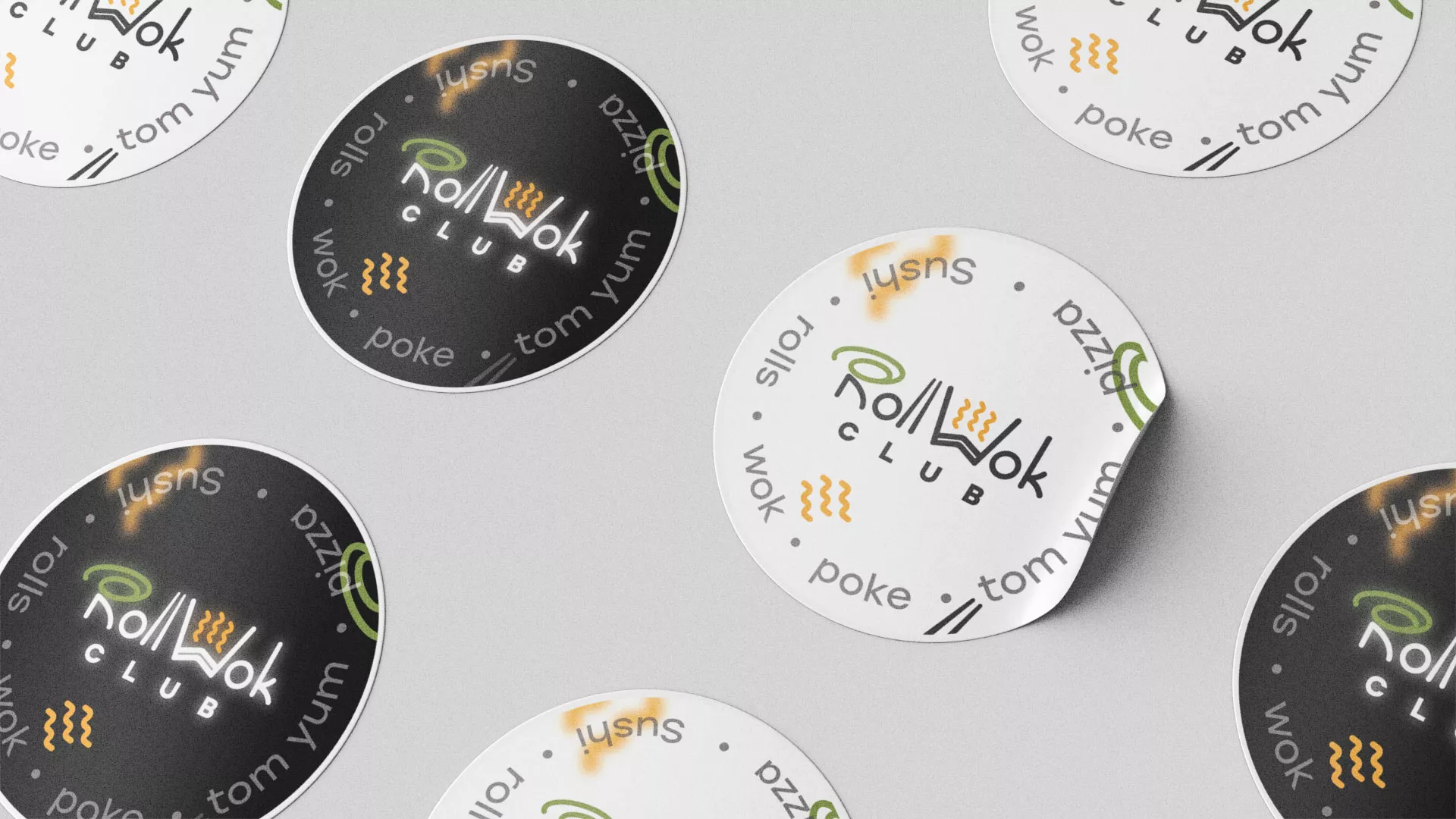 Разработка наклеек для суши-бара «Roll Wok Club» в Навашино